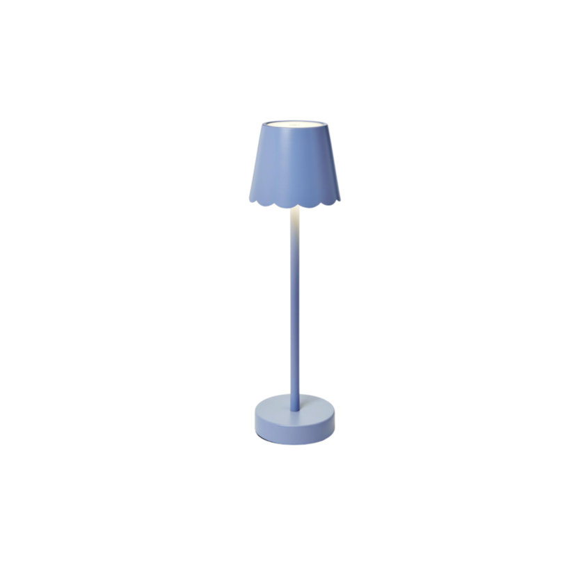 Blue LED Portable Cordless Table Lamp with Scalloped Edge Shade in Gift Box