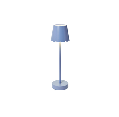 Blue LED Portable Cordless Table Lamp with Scalloped Edge Shade in Gift Box