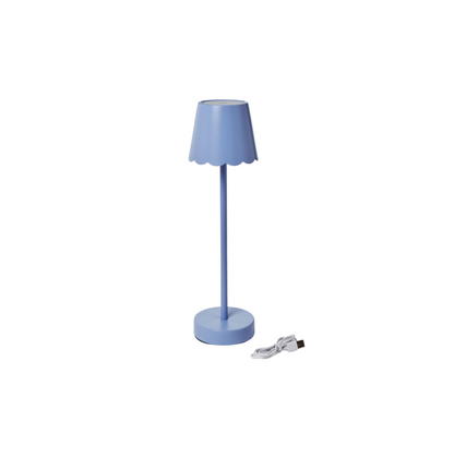 Blue LED Portable Cordless Table Lamp with Scalloped Edge Shade in Gift Box