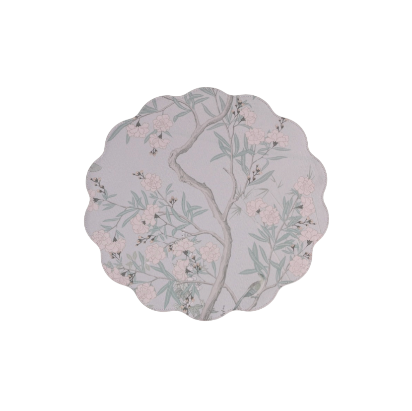 Beatriz Ball VIDA Chinoiserie Reversible Round Placemats Set of 4 (Light Teal & White)
