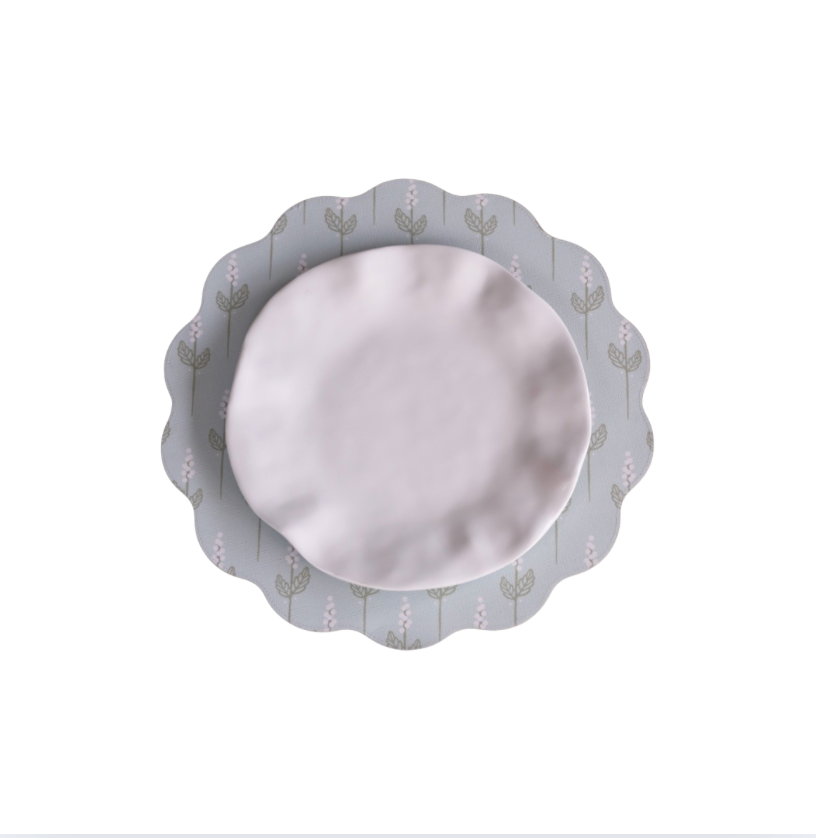 Beatriz Ball VIDA Chinoiserie Reversible Round Placemats Set of 4 (Light Teal & White)