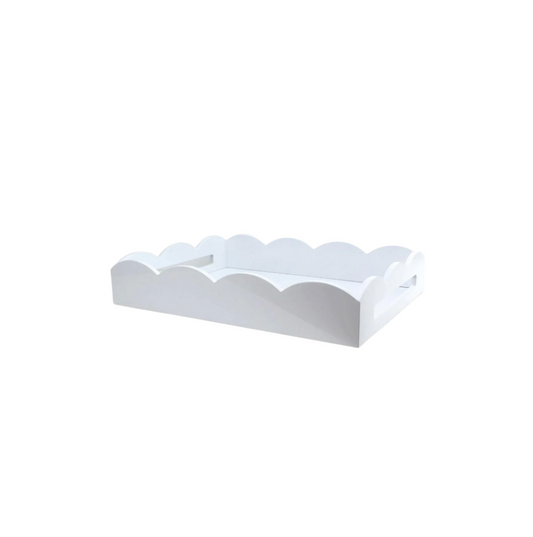 Addison Ross Scalloped Handled Tray White