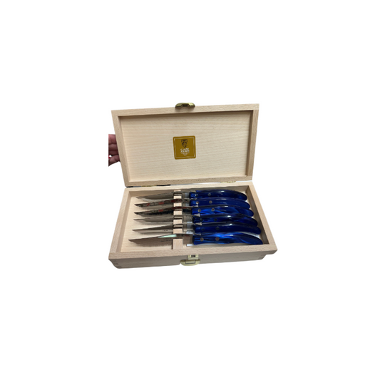 Berlingot Set of 6 Blue Handled Steak Knives