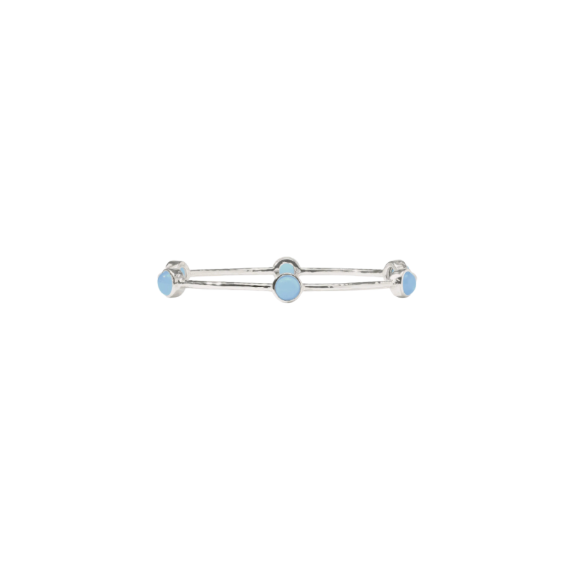 Julie Vos Milano Luxe Silver Chalcedony Blue Bangle - M