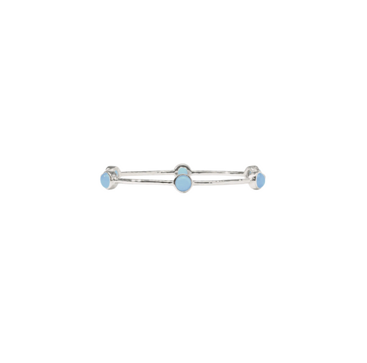 Julie Vos Milano Luxe Silver Chalcedony Blue Bangle - M