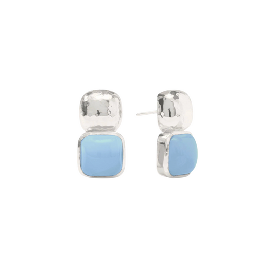 Julie Vos Silver Catalina Earring-Chalcedony Blue