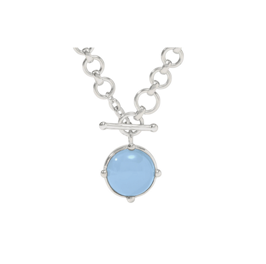 Julie Vos Silver Honeybee Demi Necklace-Chalcedony Blue