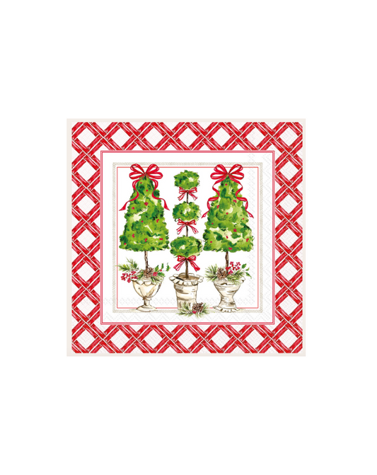 Holly Topiary Cocktail Napkin