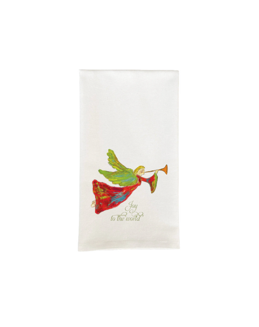 Red Angel with Joy to the World Kitchen Towel
