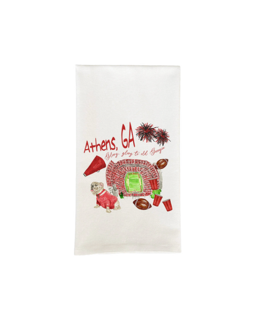 Georgia Football Pattern Dish Towel