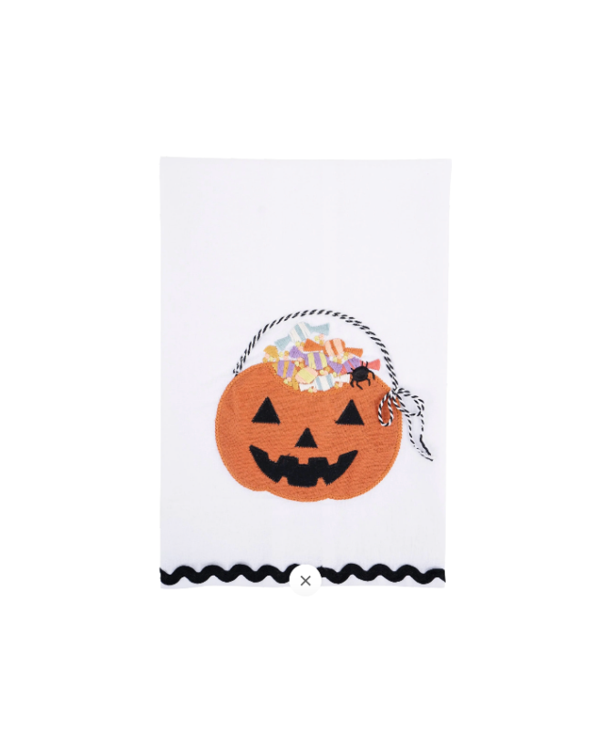 Candy Pumpkin Pail Tea Towel