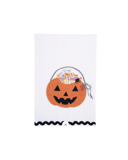 Candy Pumpkin Pail Tea Towel