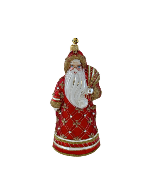 JingleNog Santa de Rosso Ornament