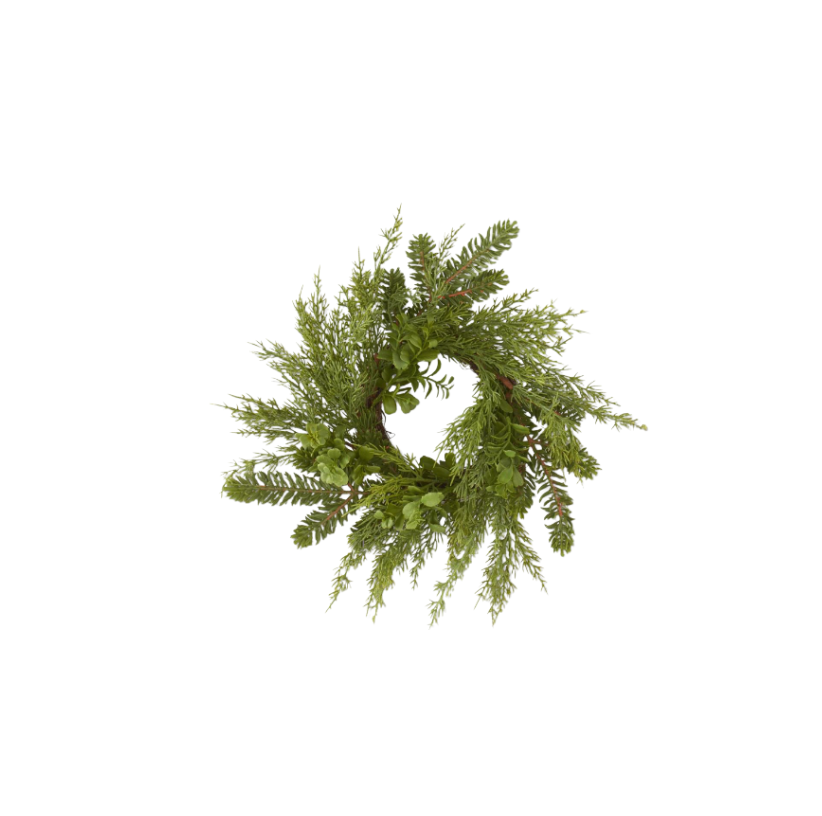 Real Touch Boxwood and Mixed Pine Candle Ring