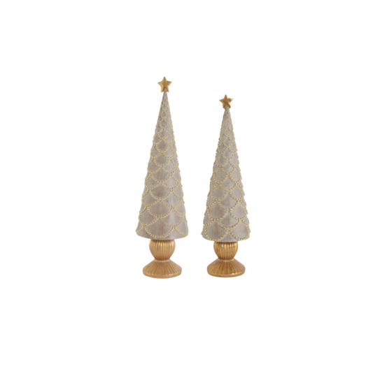 Tan Trees with Gold Scallops