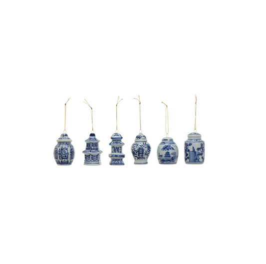 Stoneware Blue and White Ginger Jar Ornament