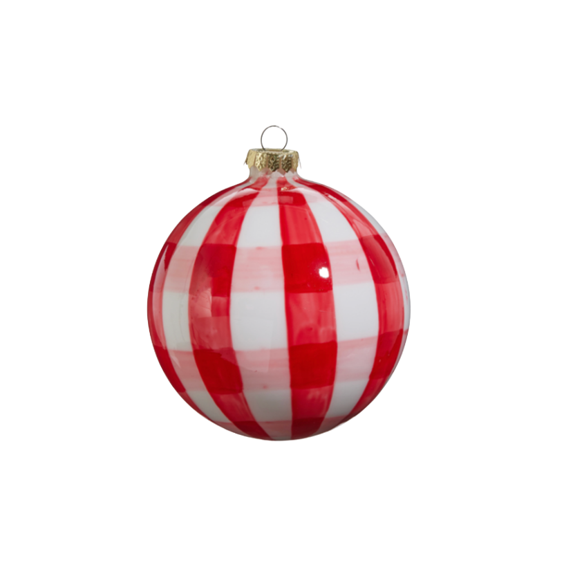 Red Gingham Ball Ornament