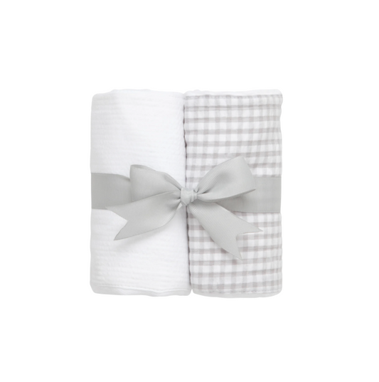 Gray Check Set of Two Burp Cloths
