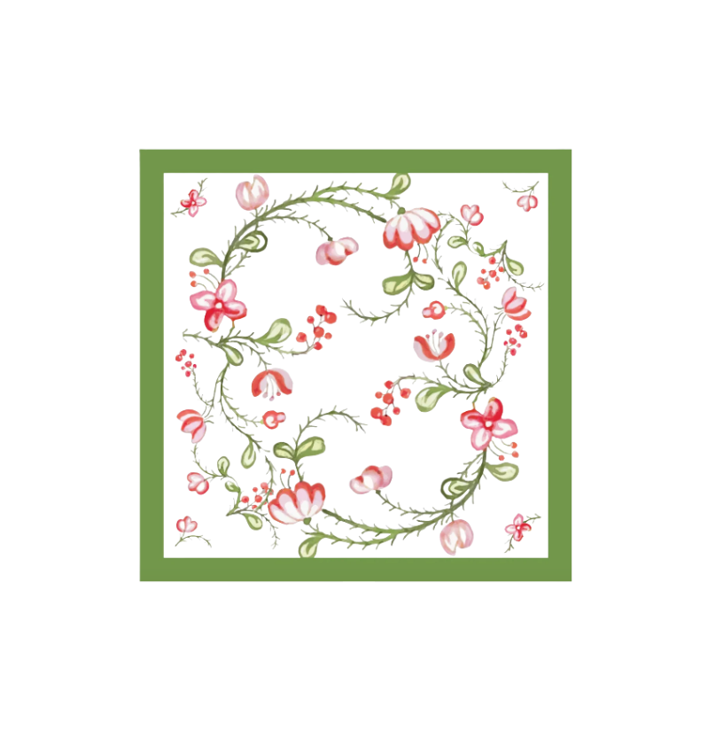 Beatriz Ball Linen Norelle Napkins Set of 4 (Green & Red Floral)