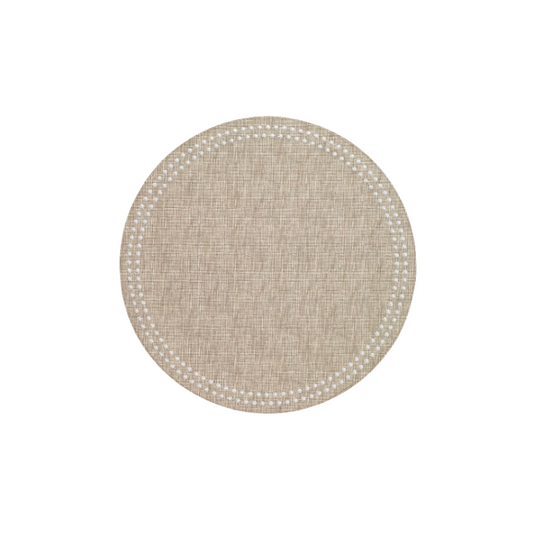 Pearls Beige/White Round Mat