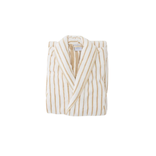 Weezie Sand Plush Long Patterned Robe