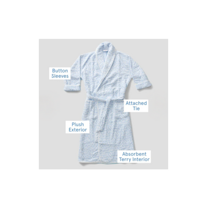 Weezie Blue Millie Long Patterned Plush Robe
