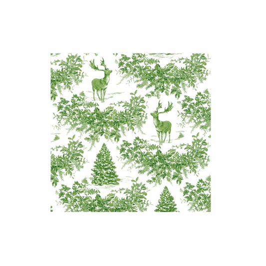 Caspari Christmas Toile Green Roll Wrap
