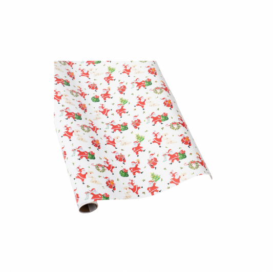 Caspari Dancing Santas Wrapping Paper
