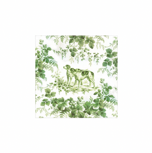 Caspari Hunting Toile Evergreen Cocktail Napkins