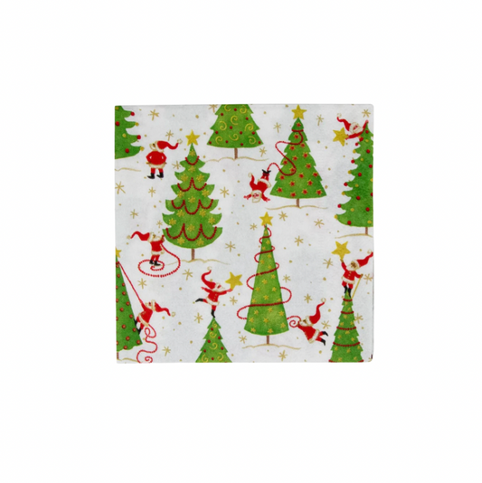 Caspari Twirling Santas Cocktail Napkins