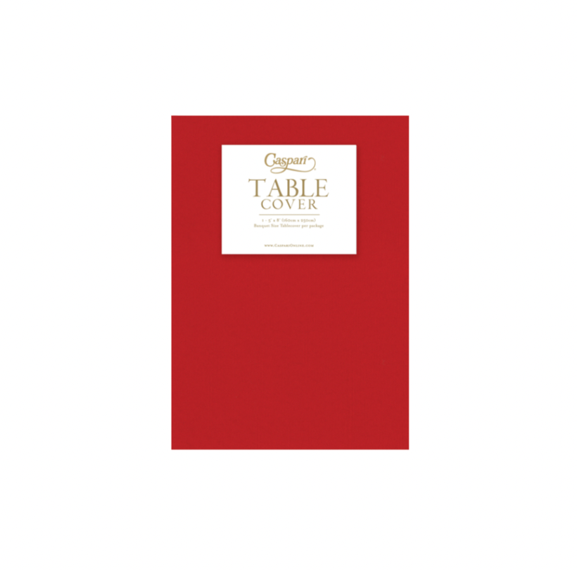 Caspari Red Paper Linen Solid Table Cover