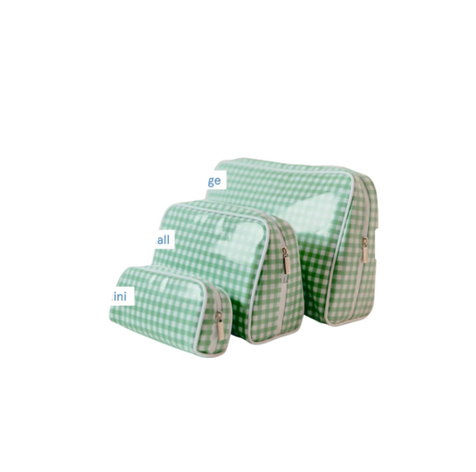 Weezie Green Gingham Toiletry Bag