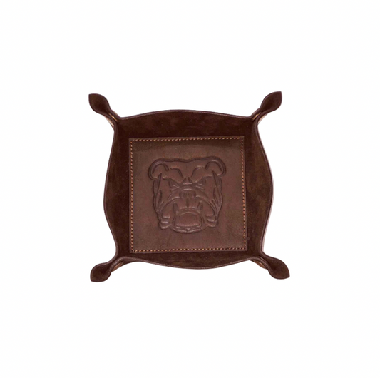 Bulldog Leather Embossed Valet Tray - Dark Brown