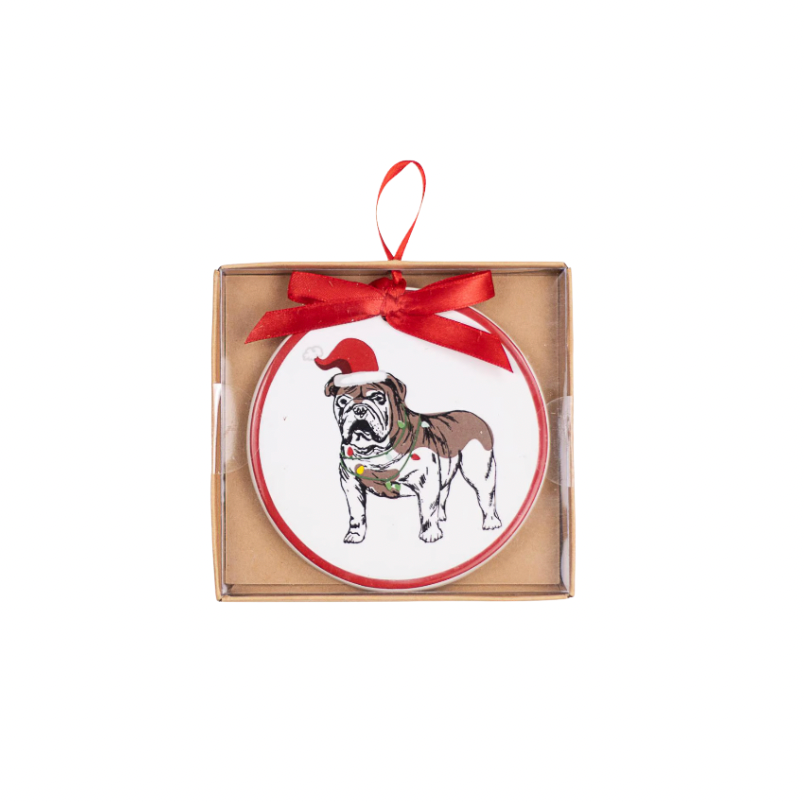 Merry Bulldog Ornament