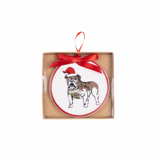 Merry Bulldog Ornament
