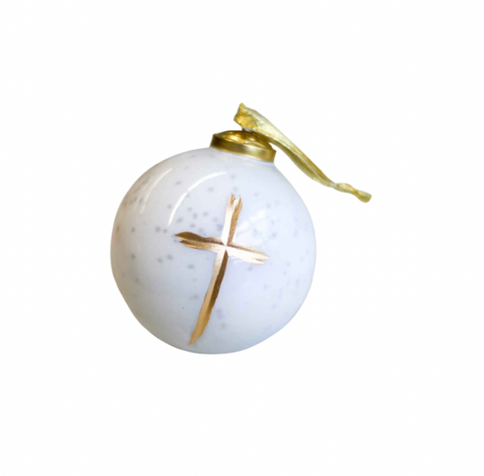 Cruix Glass Ball Ornament in White