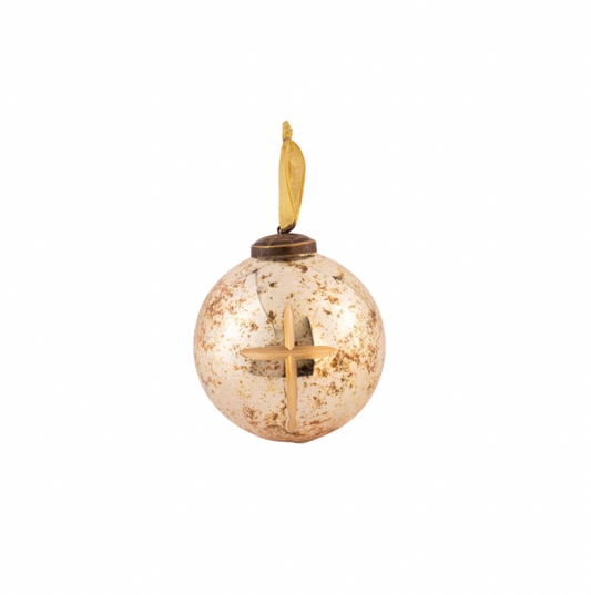 Cruix Glass Ball Ornament in Burnt Silver/Gold