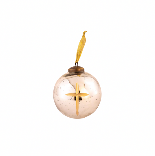 Cruix Glass Ball Ornament in Antique Silver/Gold