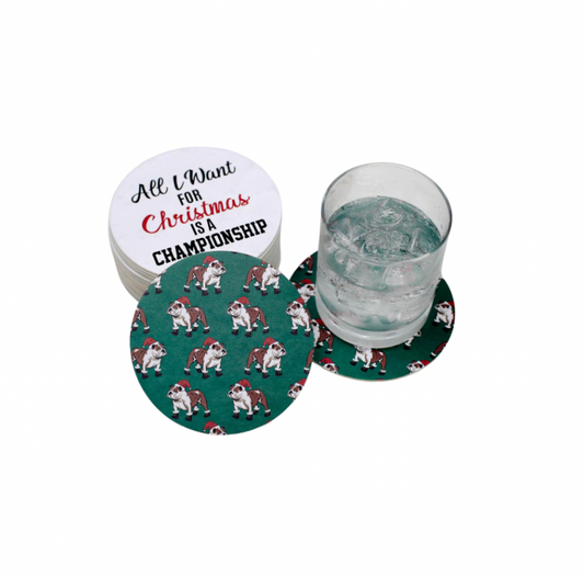 St. Nick Bulldog Reversible Paper Coasters