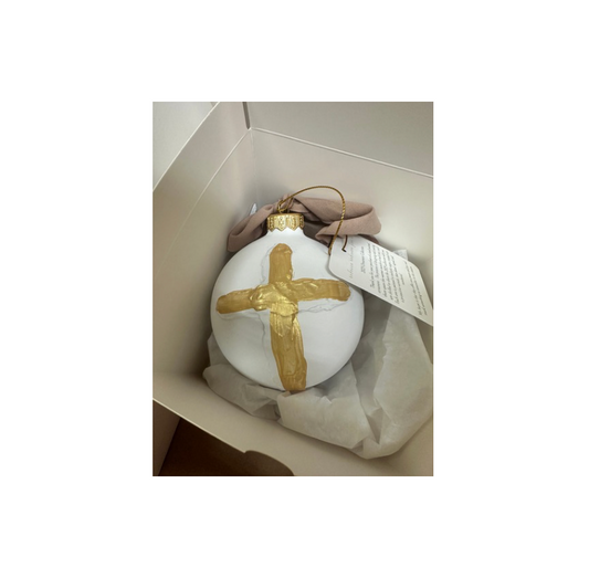 White and Gold Cross Ornament