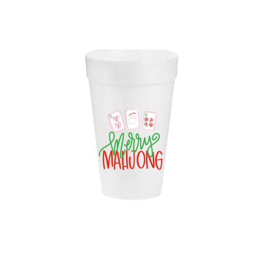 Merry Mahjong Christmas Styrofoam Cups