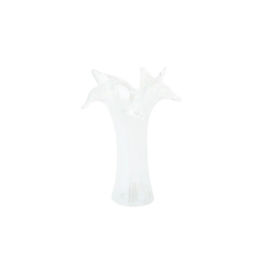 Vietri Onda Glass White Twisted Flower Vase