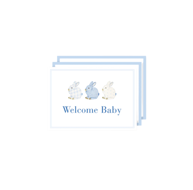 Dogwood Hill Porcelain Bunnies Blue Milestone Cards