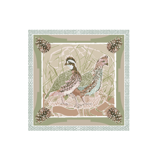 Austin Williams Pink Quail Pair - Double-Sided Silk Scarf