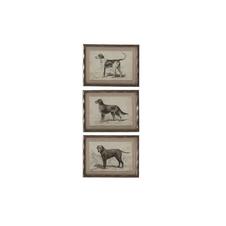 Brown Wood Framed Dog Prints