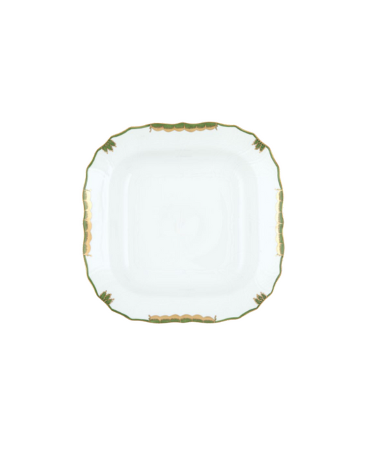 Herend Princess Victoria Dark Green Square Fruit Dish