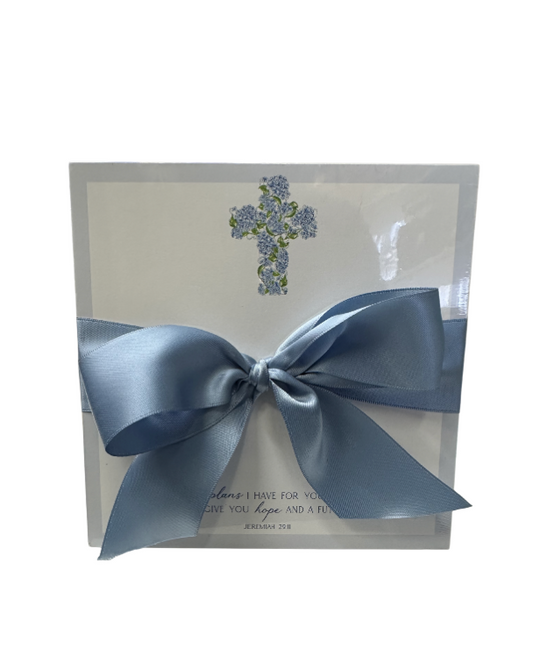 Jeremiah 29:11 Blue Floral Cross Notepad