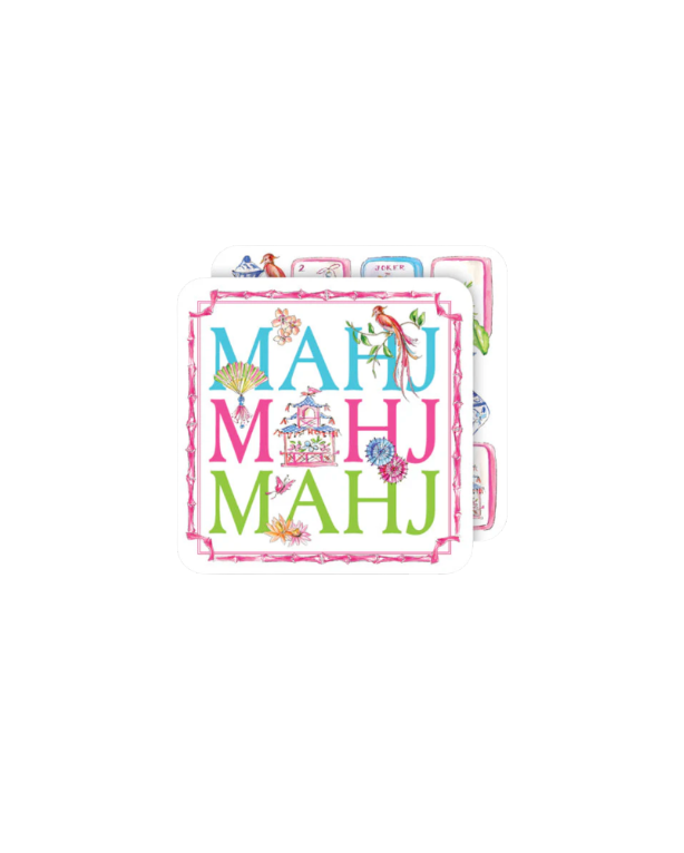 Mahj Mahj Mahj with Mahjong Icons Square Coasters