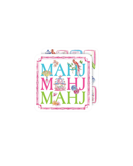 Mahj Mahj Mahj with Mahjong Icons Square Coasters