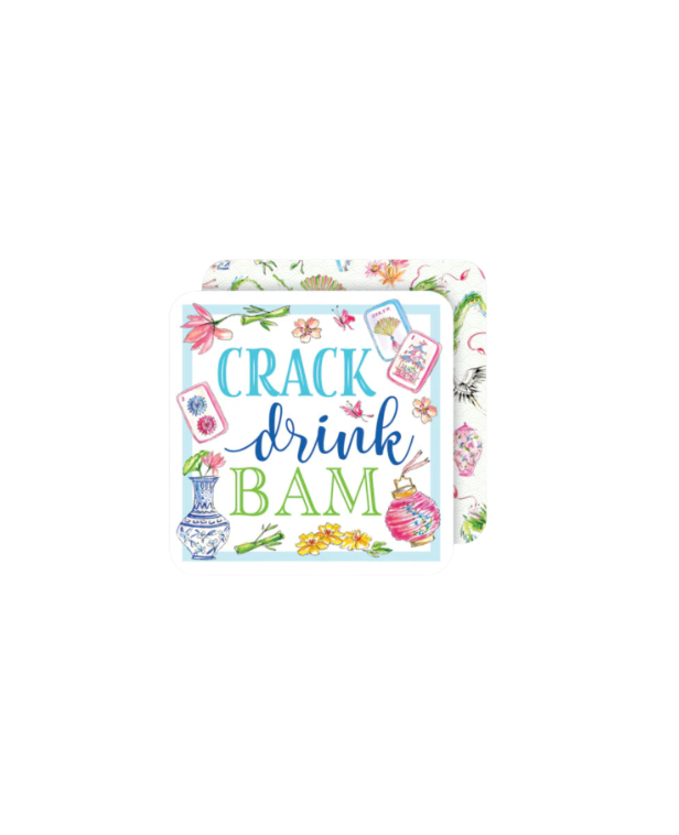 Crack Drink Bam Mahjong Icons Square Coasters